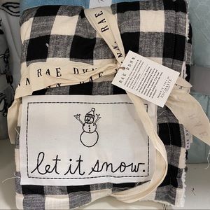 Rae Dunn LET IT SNOW blanket throw sherpa